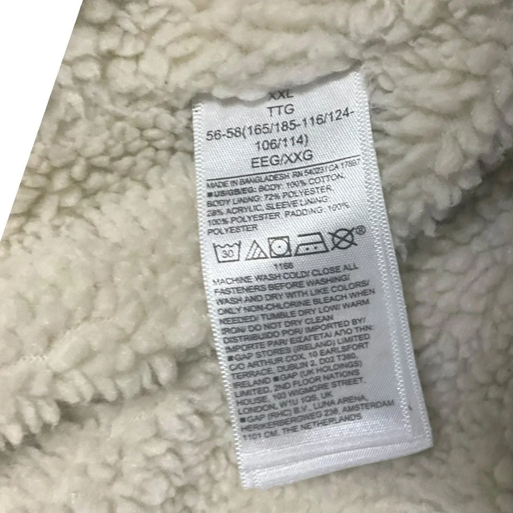 GAP Denim Mens XXL Light Wash Sherpa Lined Trucker Jacket Blue Jean Coat XXL - Picture 8 of 8